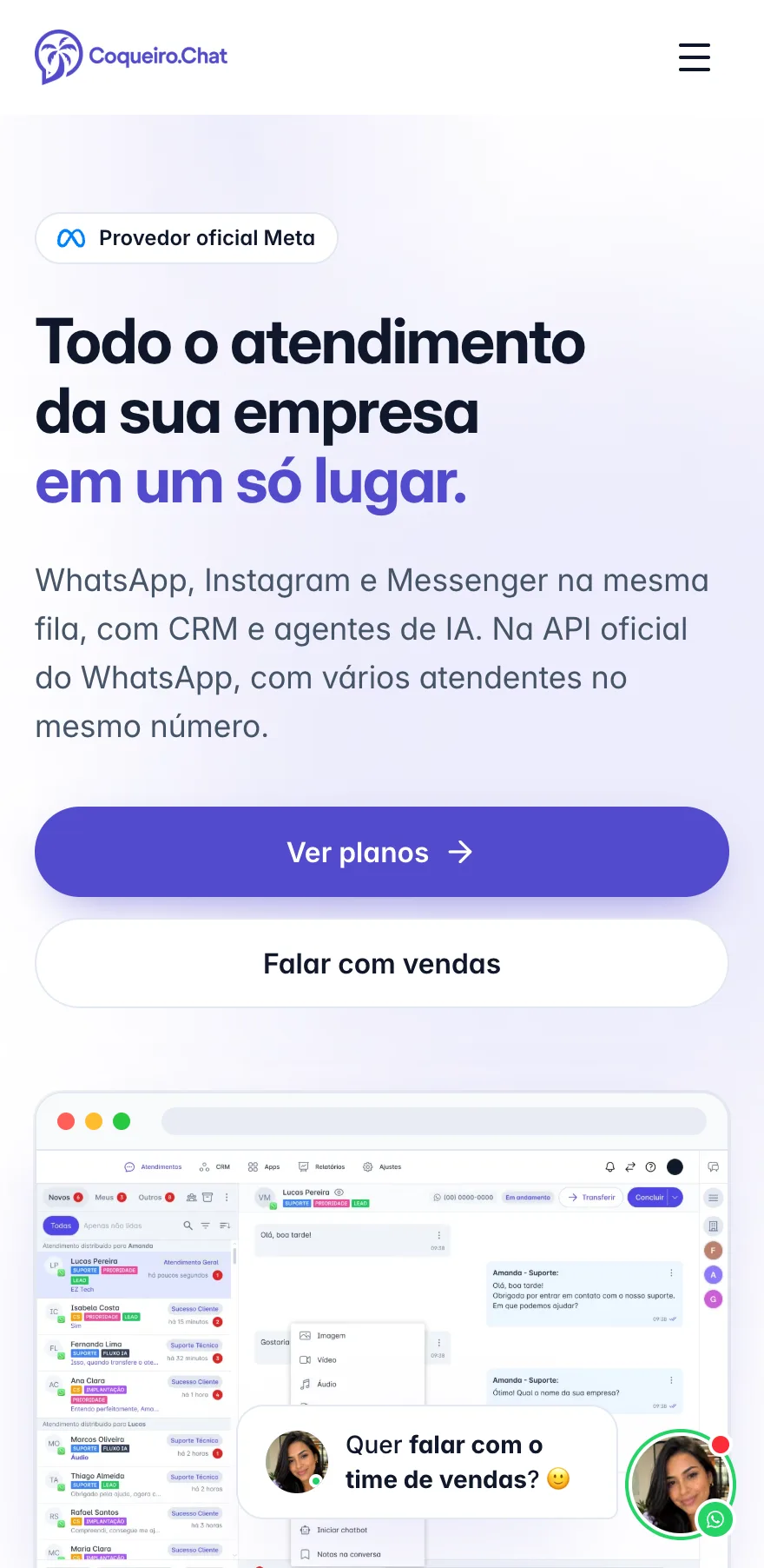 Site Coqueiro Chat no celular