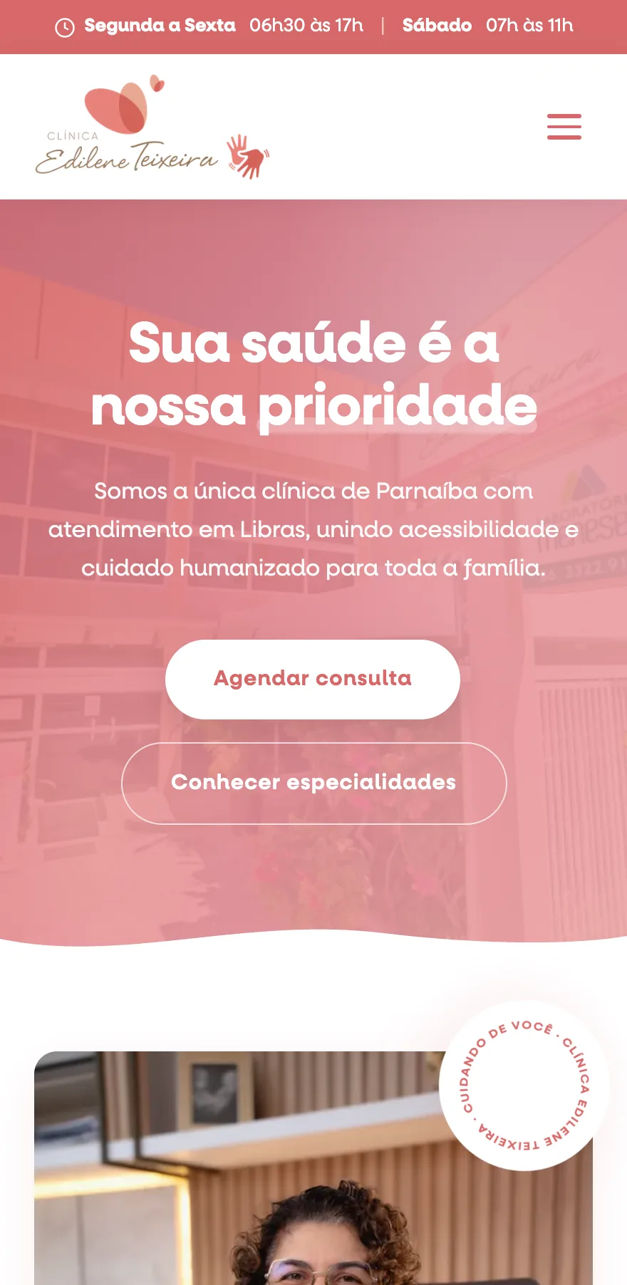 Site Clínica Edilene Teixeira no celular