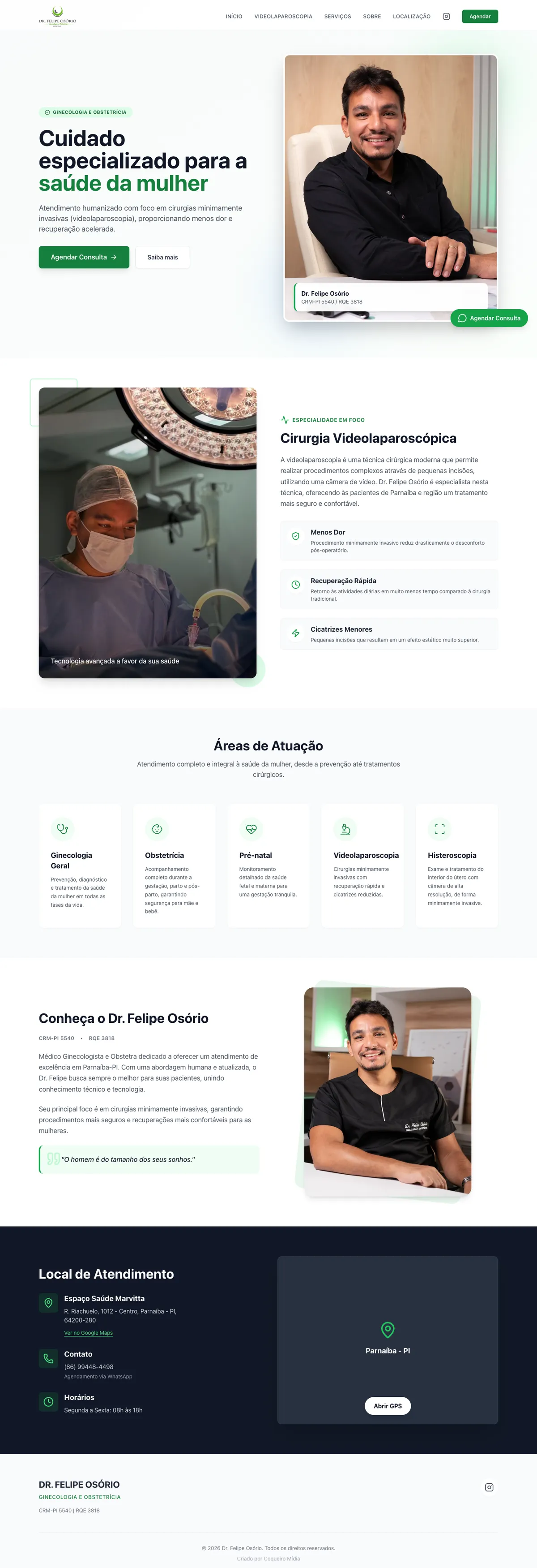 Página inicial do site Dr. Felipe Osório
