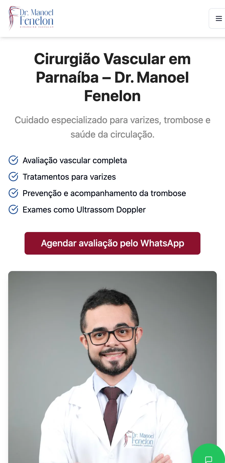 Site Dr. Manoel Fenelon no celular