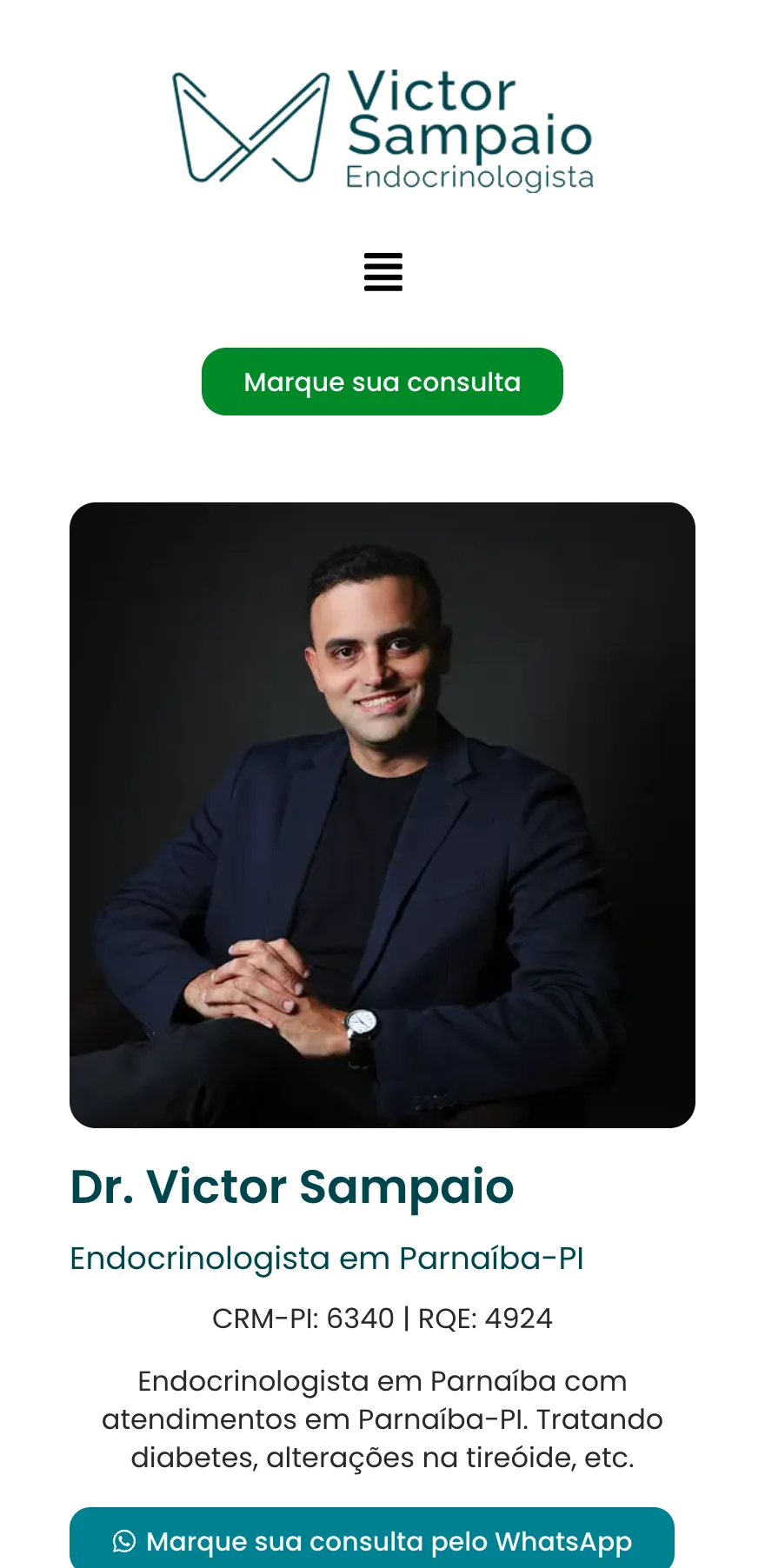 Site Dr. Victor Sampaio no celular