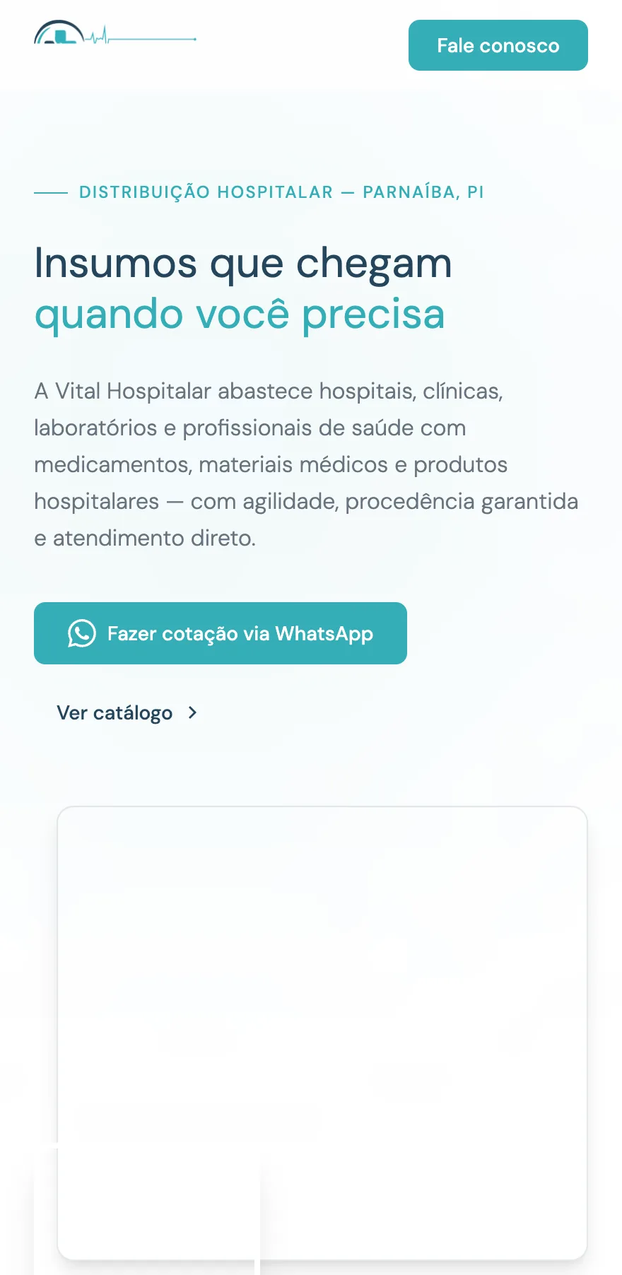 Site Vital Hospitalar no celular